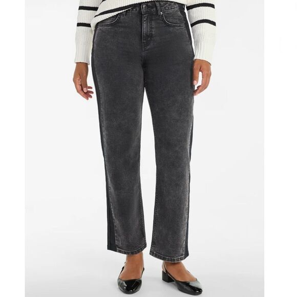 Women's Tuxedo Black Wash Denim Straight Leg Jeans Size 18 - Picture 6 of 8